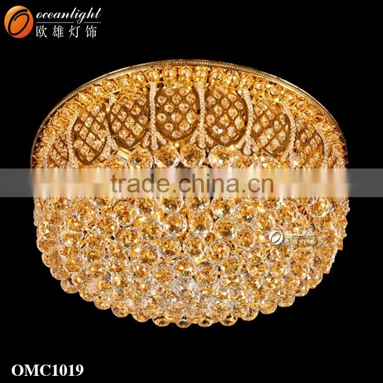 Golden Crystal Light Ceiling indian ceiling lighting for hotel hall OW603