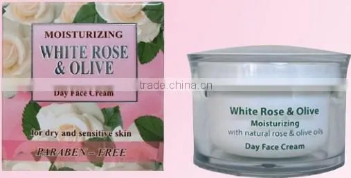 Night Face Cream "WHITE ROSE & OLIVE", Paraben Free, 50 ml. Made in EU, Private Label Available