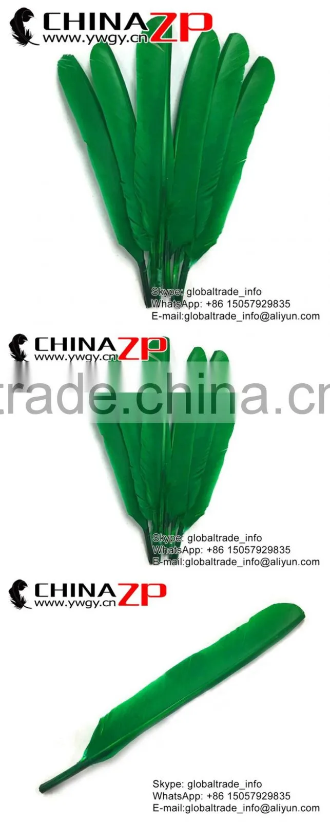 CHINAZP Factory Wholesale Plumage High Quality Bulk Dyed Kelly Green Turkey Rounds Quill Large Feather