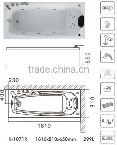 Acrylic massage bathtub