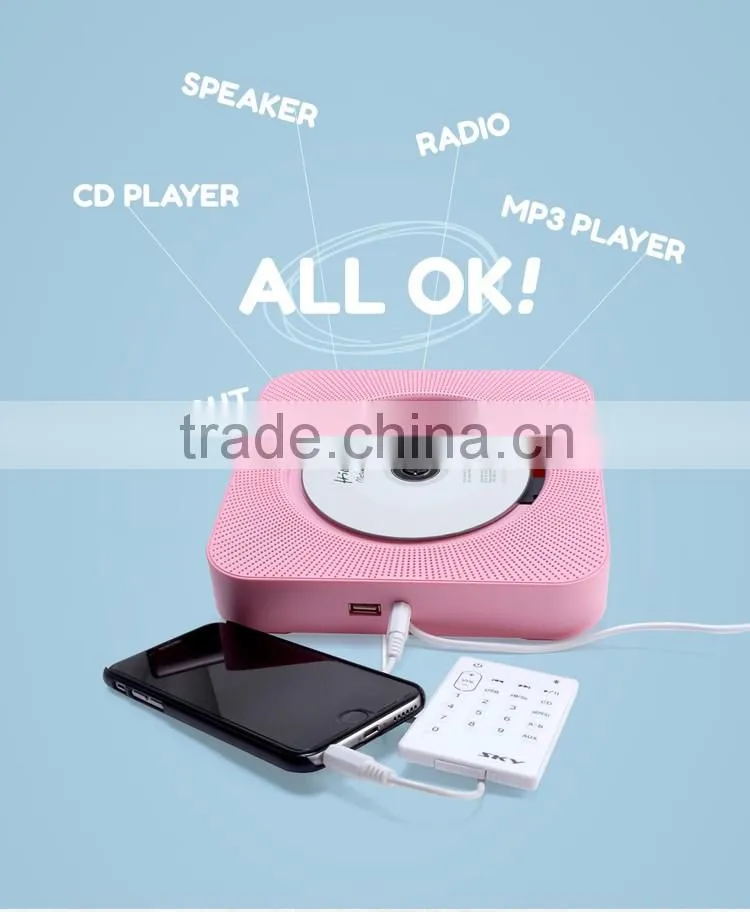 High quanlity bluetooth CD speaker, wall hanging CD player for Christmas gift
