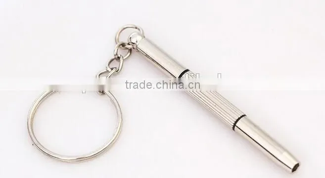 Metal screwdriver keychain for glasses repair