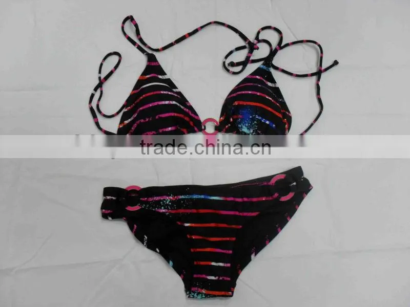 Colorful Flowers Sexy Underwire Cups Push-up Padding Swimwear