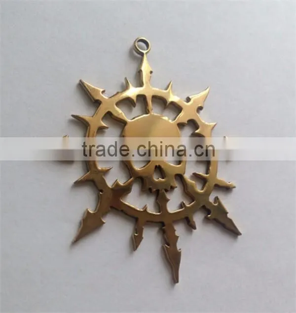 Wholesale Stainless Steel Gold Plated Arrowhead Charm Jewelry Biker Skull Pendant Jewelry