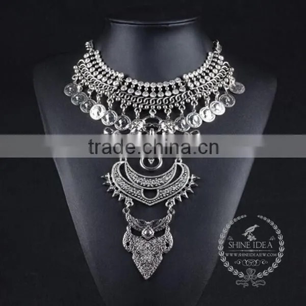 high quality vintage rhinestone flower chunky statement necklace tin alloy fashion women pendant necklace 6390133