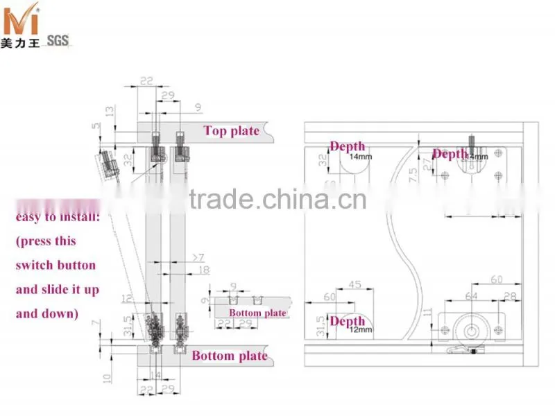 Furniture Hardware Closet Door Roller Fittings Sliding Wardrobe Door System