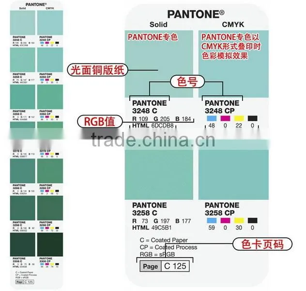 America Color Bridge Coated Color Card GG6103 PMS Guide