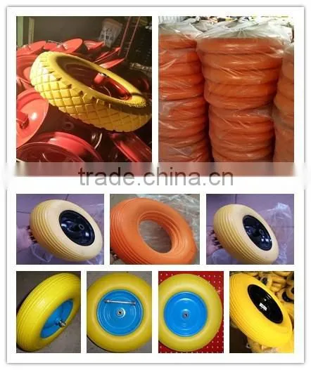 Manufacturer supply PU Foam Wheel For wheelbarrow/4.00-8 Flat Free Wheel uesd for trolley/hand truck
