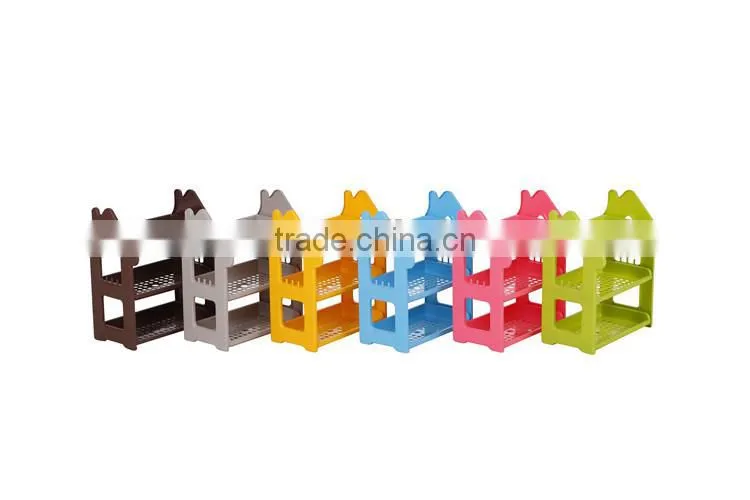 3-Shelf Multifunction Shelving Unit Plastic Storage Rack with Home Shape Wine Organizer