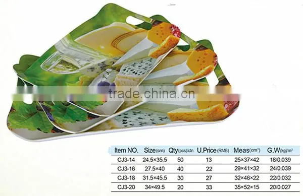 (W23.5XL33cm) Melamine Handle Tray