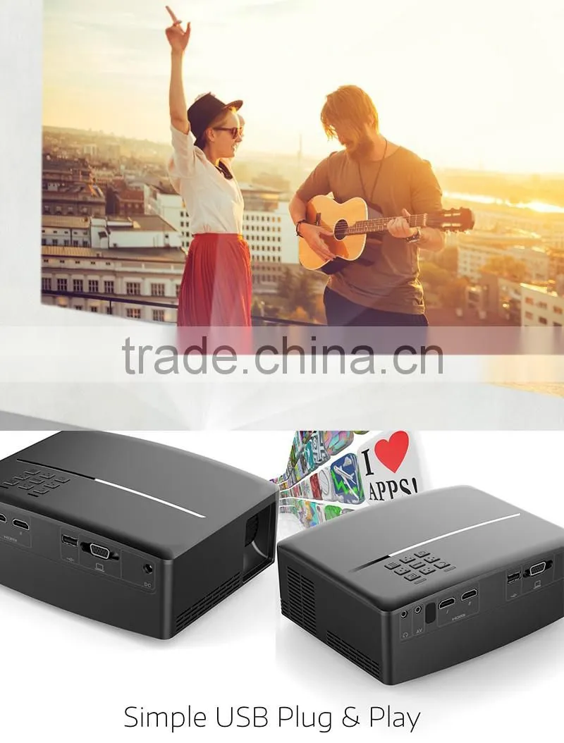 New arrival GP80 led projector 800x480pixels home theatre portable led projector GP80
