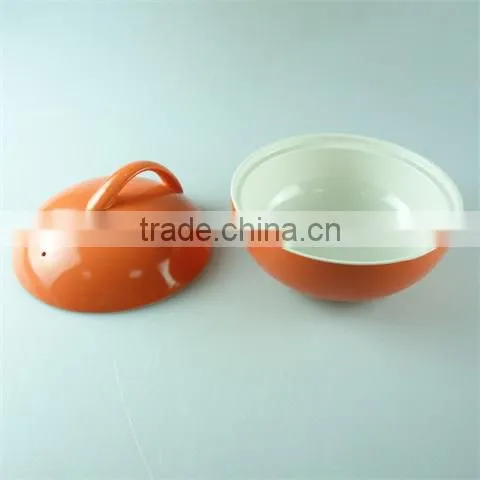 Ceramic soup pot/orange cooking soup pot/small tureen unique shape orange color glazed