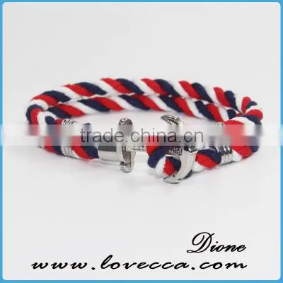 New Arrival Wholesale Multilayer Handmade Nautical Rope Hook Men Anchor Bracelet