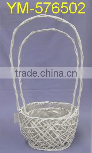 good selling White Round Willow Basket With Handle