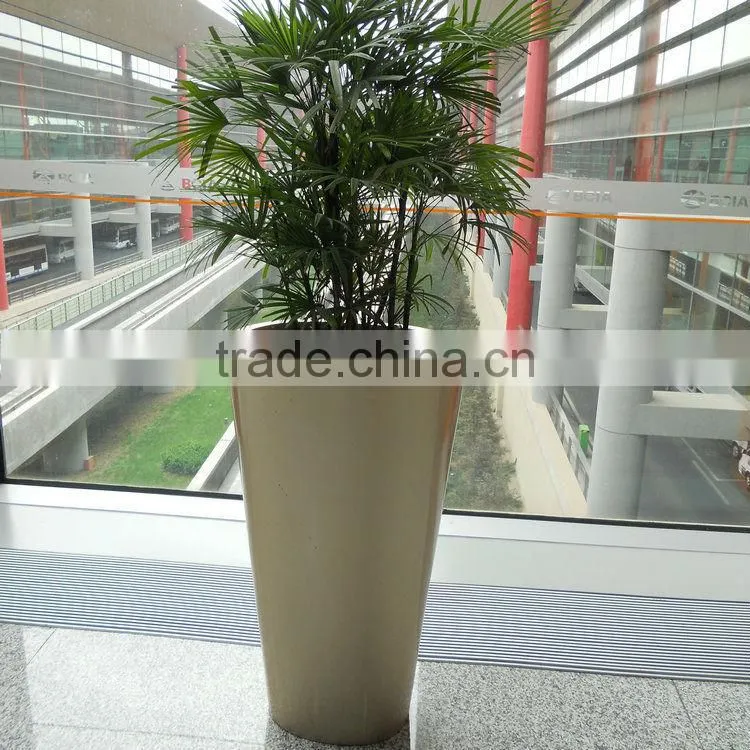 Gold fiberglass planter