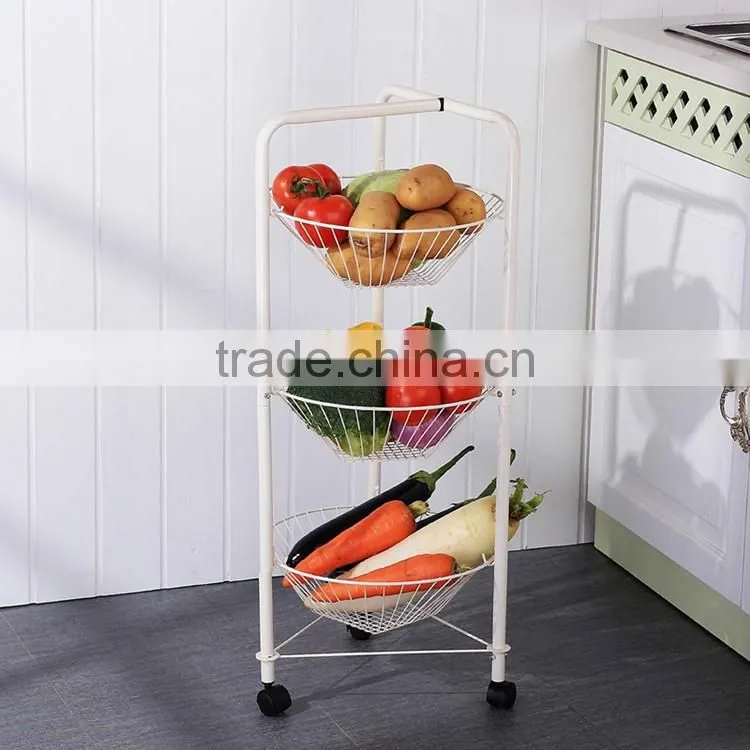 Wholesale metal 3 tiers kitchen fruit and vegetable floor display stand