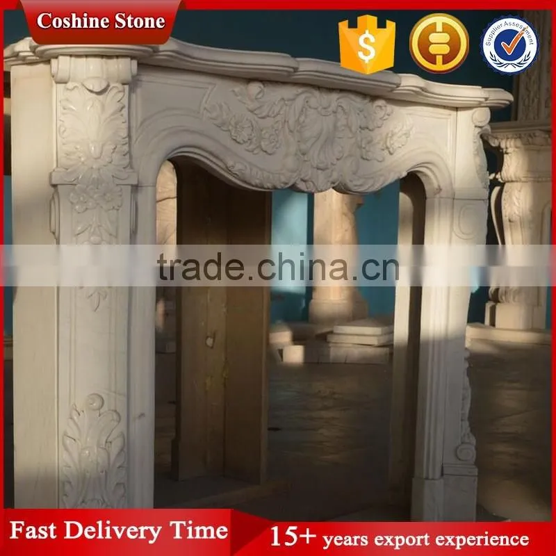 Supplying Wall Yellow Marble Stone Decorative Fireplace