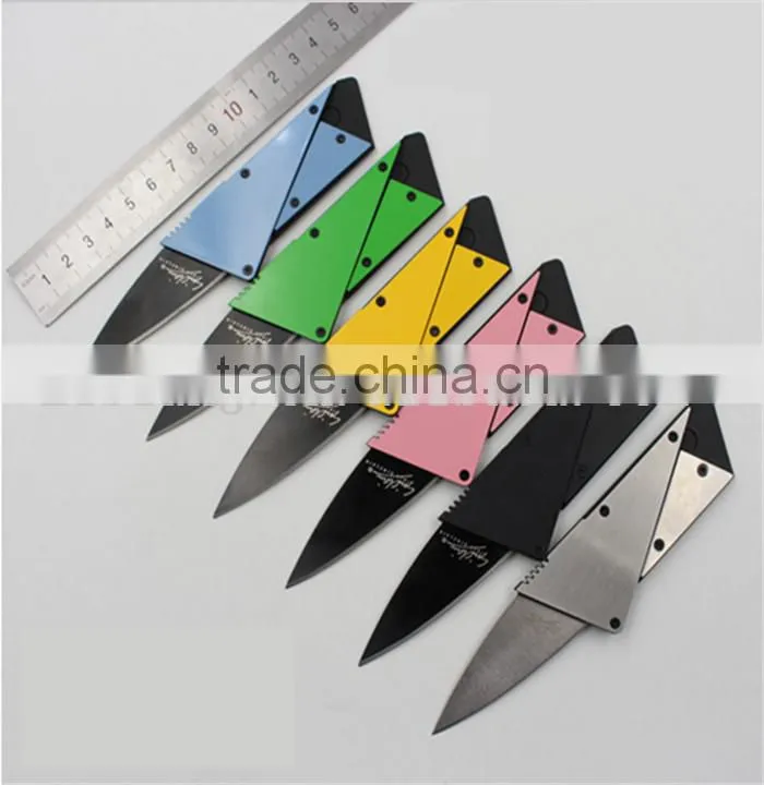 Special gift for men six color stainless steel with metal handle portable survival blade wallet foldable credit card knife