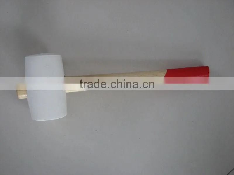 Rubber hammer with wooden handle