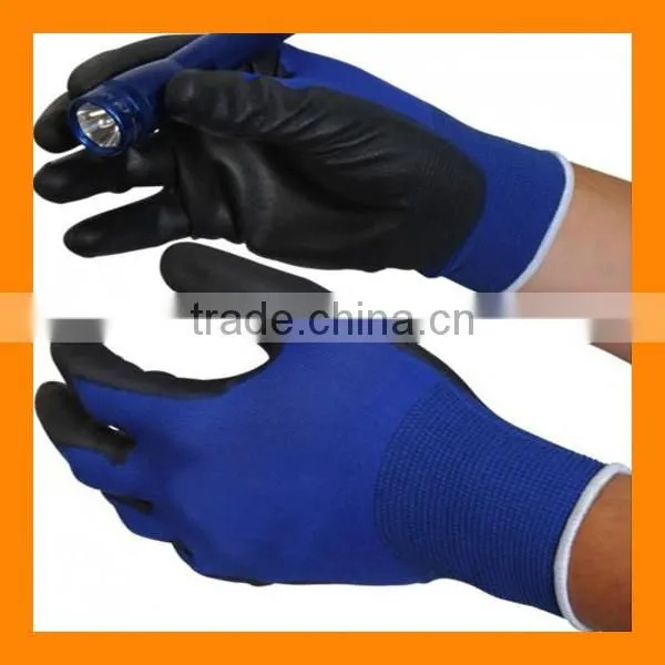 Fluorescent Green PU Palm Coated Garden Builders Grip Gloves