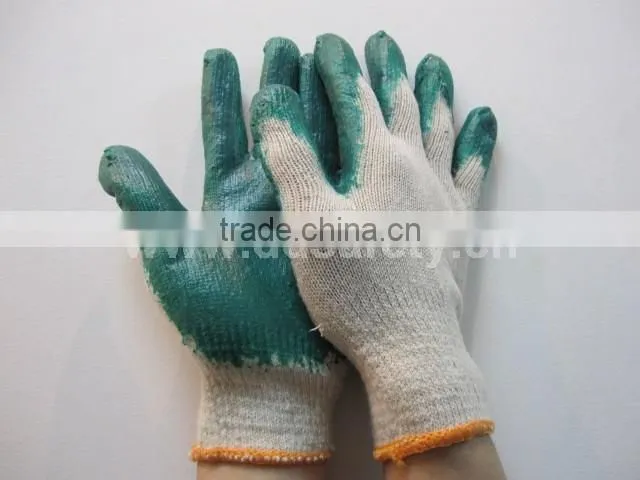 DDSAFETY 2017 10 Gauge Cotton Green Latex Coated Work Safety Gloves
