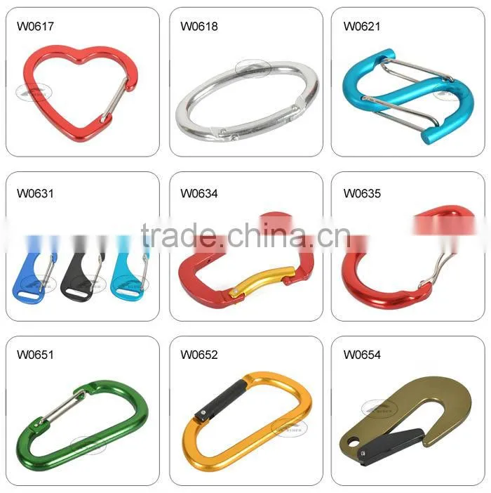 Purple Camping Aluminum Karabiner Clip with Strap