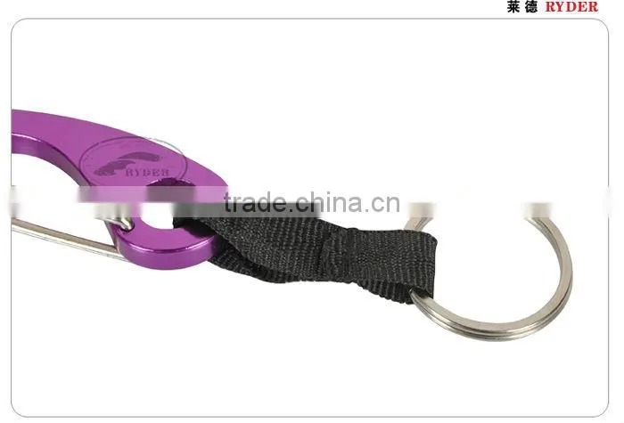 Purple Camping Aluminum Karabiner Clip with Strap