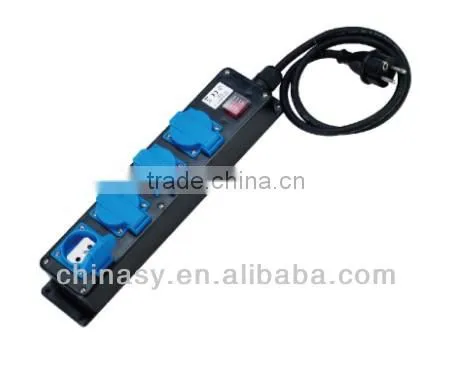 CE S 4 way french extension socket /cord IP44 with switch