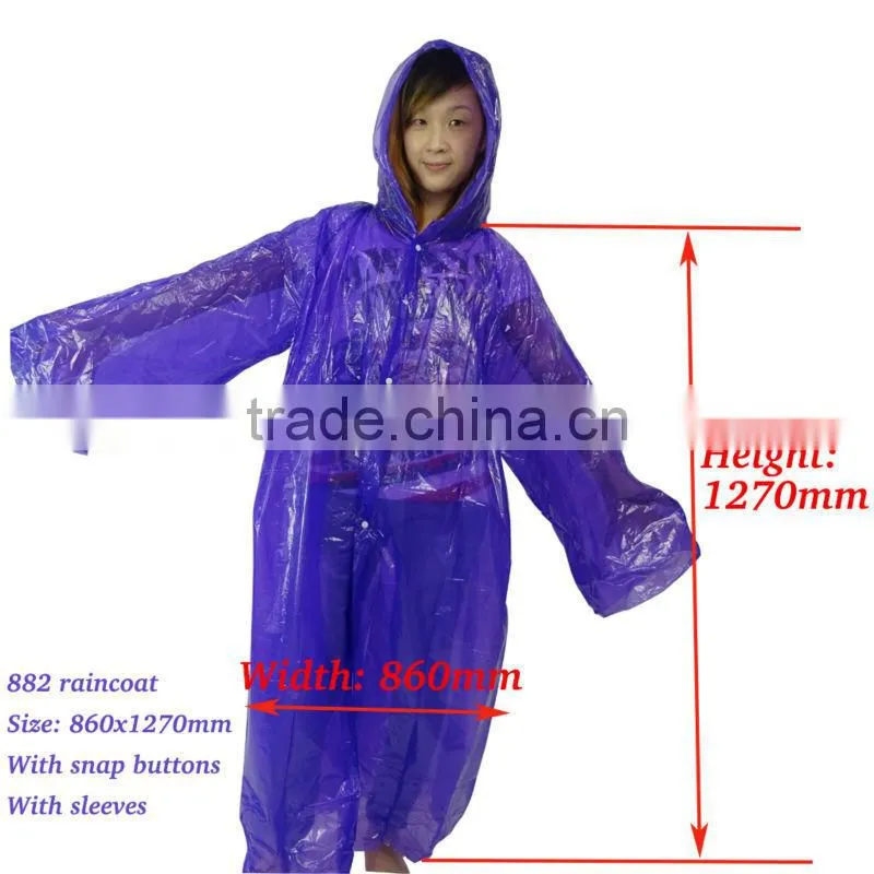 Emergency one way use eco-friendly degradable PE raincoats