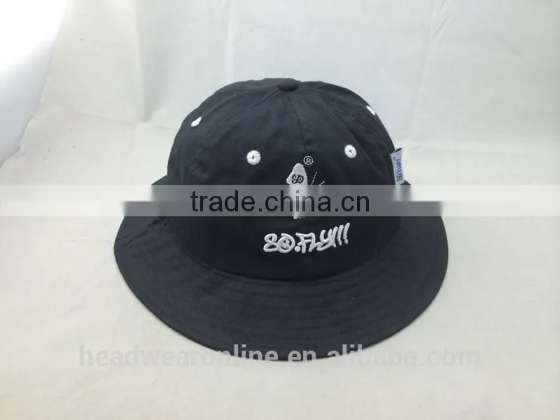 2014 new design butterfly embroidery 6 panel bucket hat
