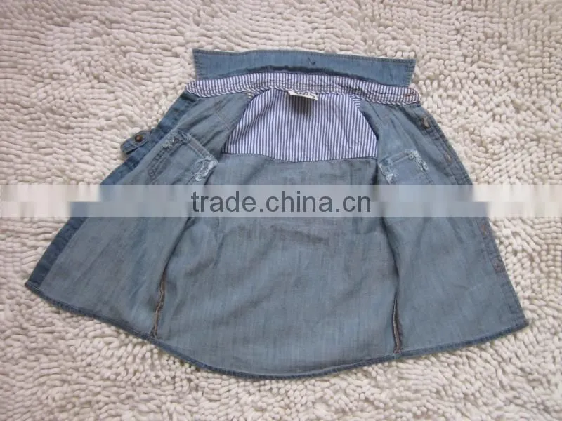 Kid's new design fashion short sleeve denim shirt clothing stocklots