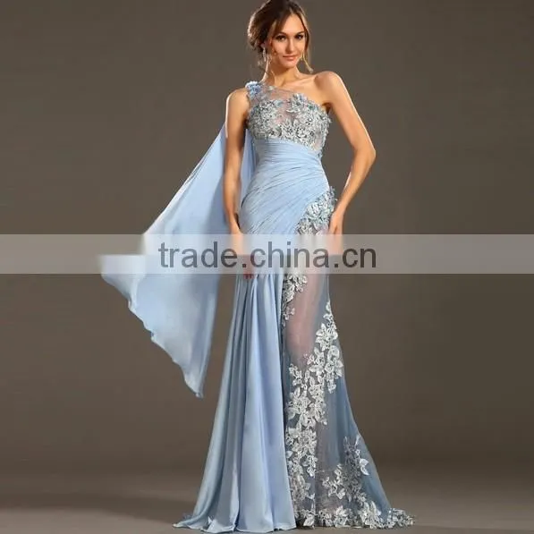 chiffon one shoulder long evening sexy transparent party dress