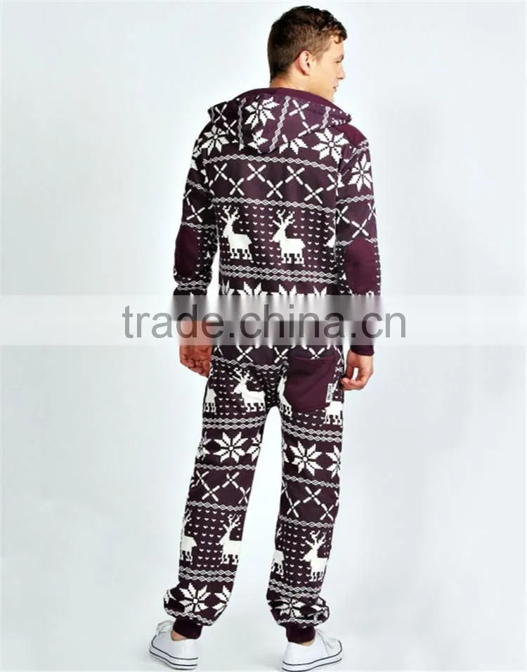 PA0007A all over reindeer printed xxxl onesie for men