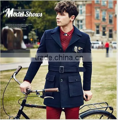 Young fashion winter wool men long coat design