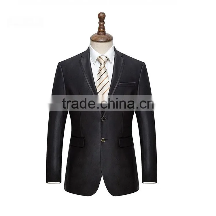 New Design Satin Trim Formal Business Black Men'S Fashion Suit Jacket