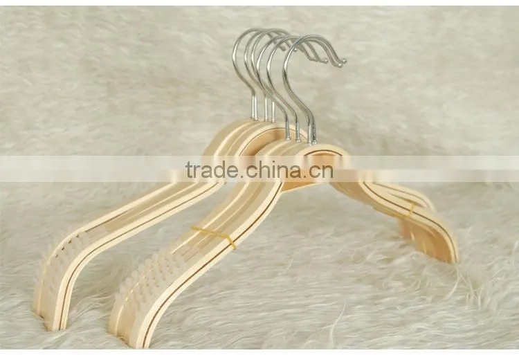 Multifunctional wood coat hanger with 2 durable clips strong wood pants hanger
