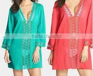 Gauze stiching Chiffon short sleeve blouse summer new design blouse