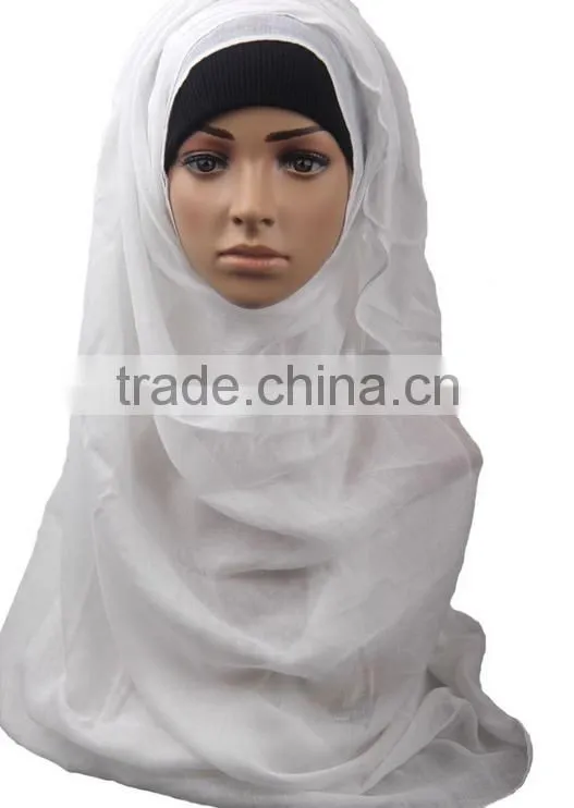 Muslim lengthened curling scarf korea sweater scarf arabic pure color scarf