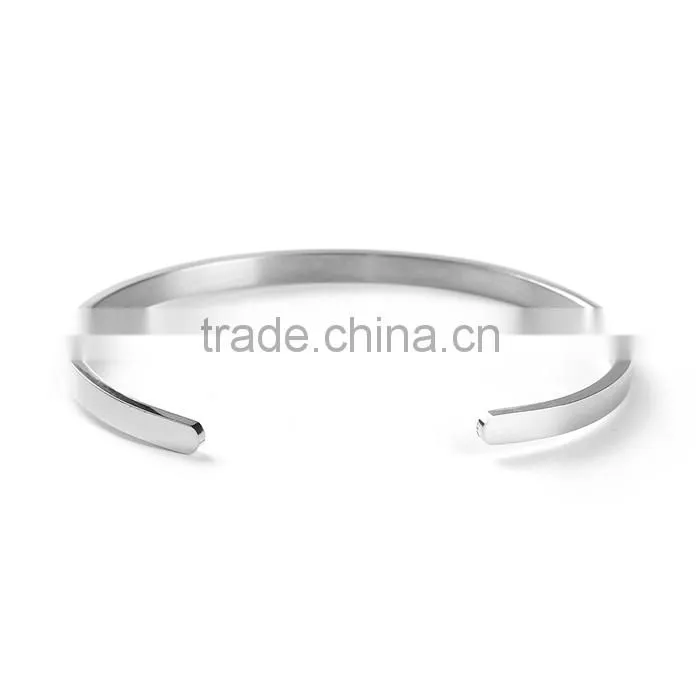 304 Stainless Steel Open Cuff Bangles Bracelets Silver Tone