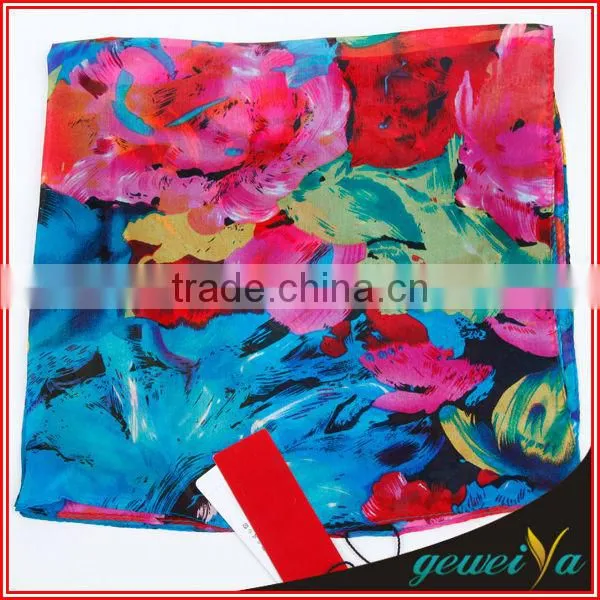 Flower Digital Printed Cotton Woven Scarf