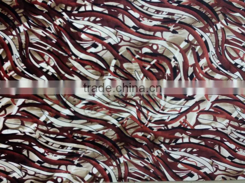 2014 New design 100% polyester printed KS four way stretch velvet fabric,dress and upholstery cover fabric