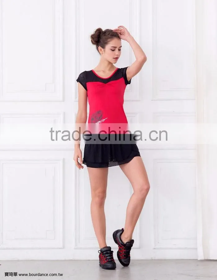 Dance wear girl mesh dance skirt with shorts/ skort