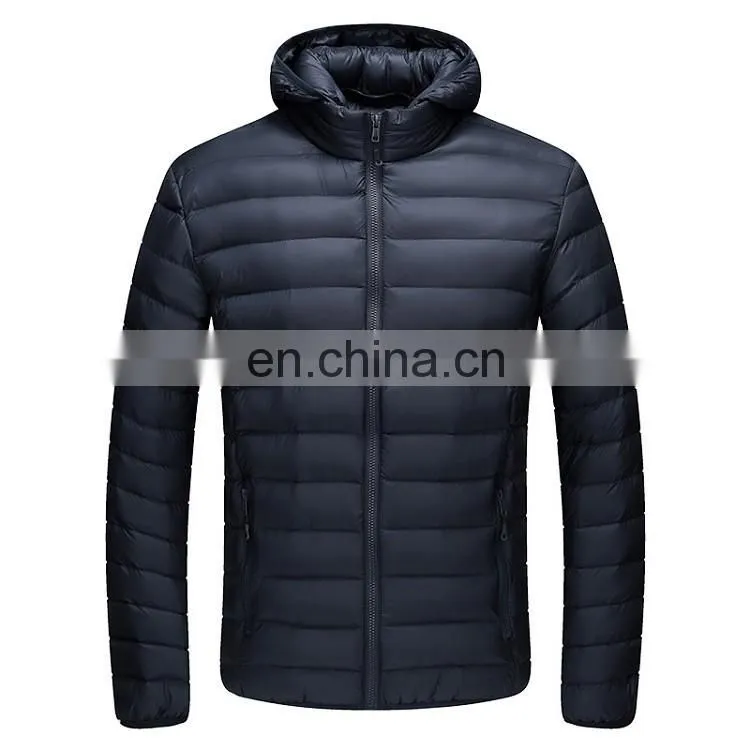 Men winter light down jacket padding coats with removable hood