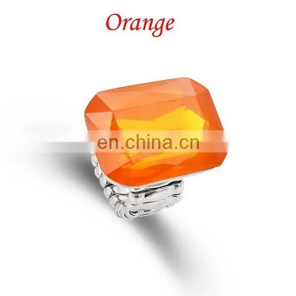 Fashion Rectangle Zircon Ring Stretched Knuckle Ring 7 Colors In Stock