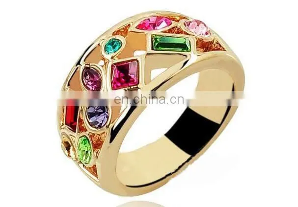 Fashion Thumb Forefinger Middle Finger Rings for Men Women Unisex with Austrian Crystal Gold Plated