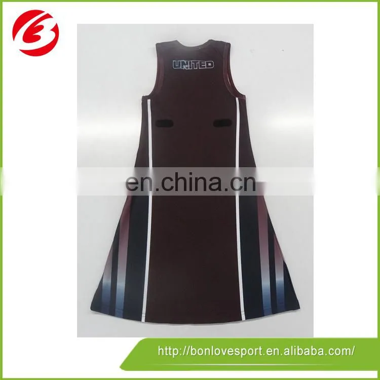 Cheap wholesale custom design netball jersey by lycra fabric