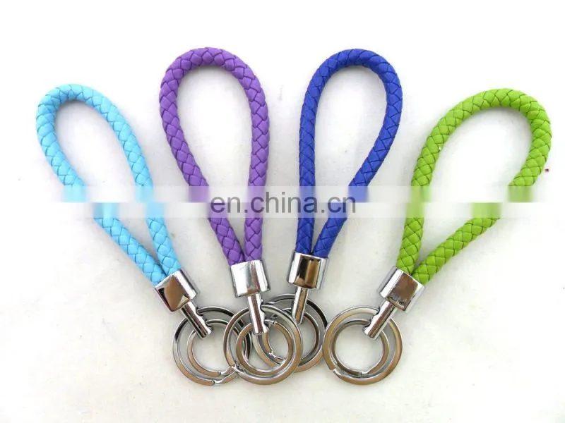 wholesale factory leather braid keychain