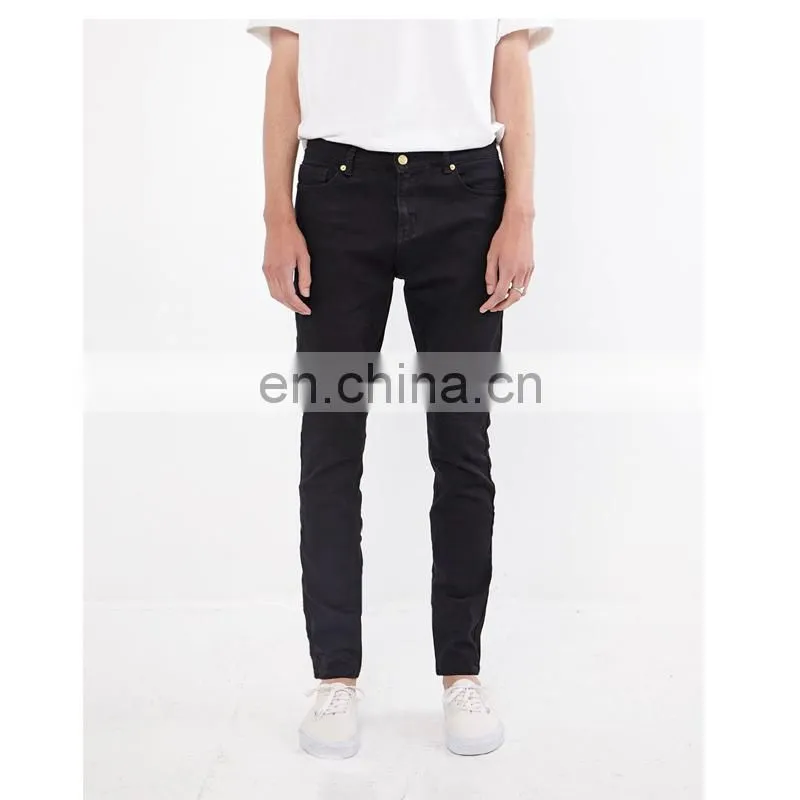 DiZNEW Custom High Waisted Men Black Straight Leg Stretch Bull Jeans