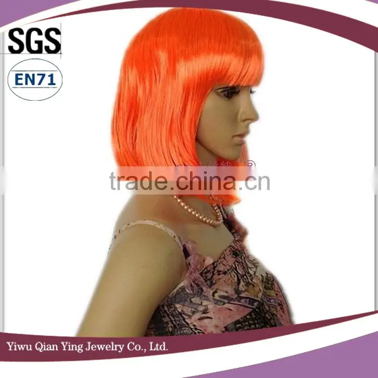 cheap short straight orange color bob style synthetic party wigs
