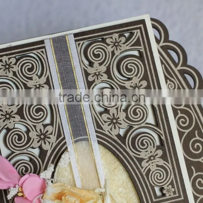 Classical Custom Wooden Laser Cut Wedding Invitation Card in Japanese
